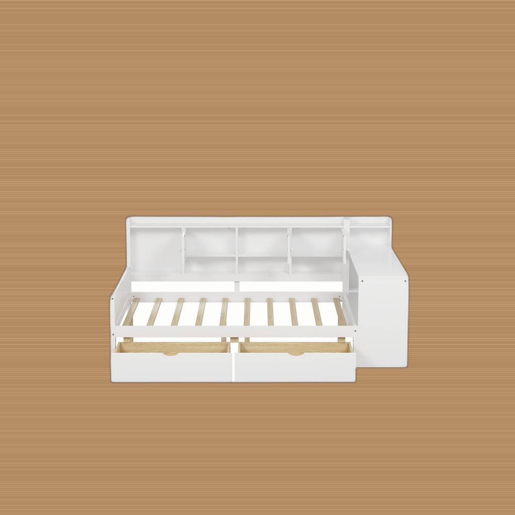 L-Shape Daybed With Desk & Storage