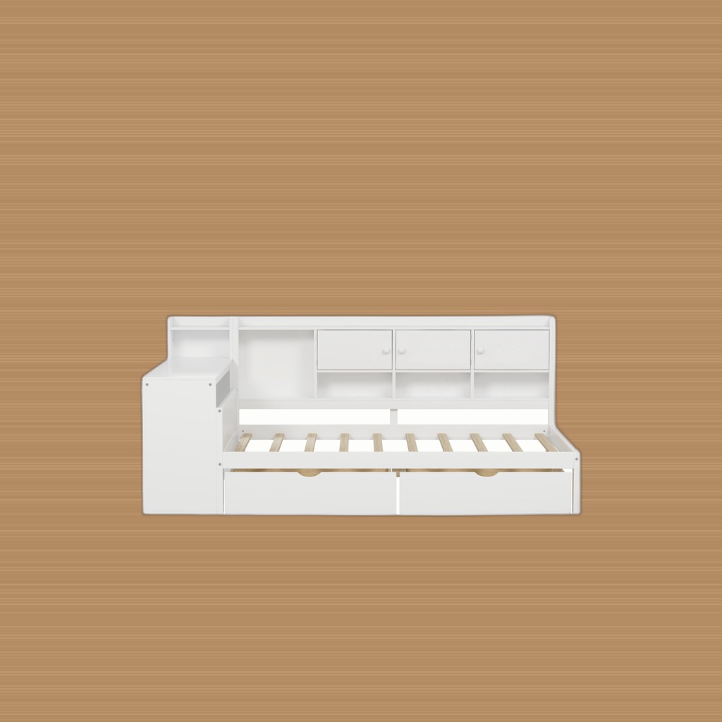 L-Shape Daybed With Desk & Storage