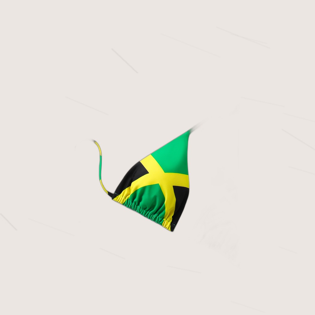 Women's Jamaica Flag Print Triangle Bikini Set, Halter Tie