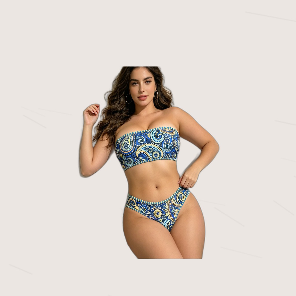 Paisley Bandeau Bikini Set