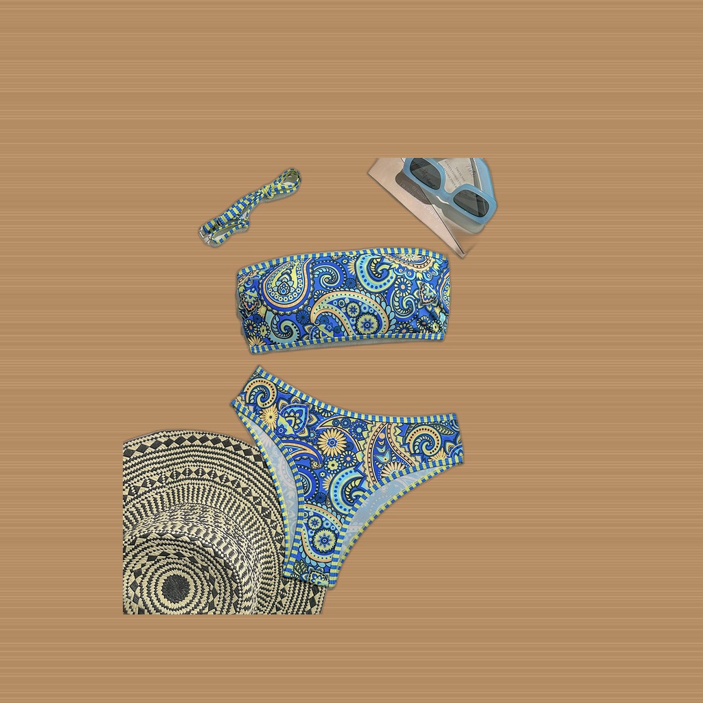 Paisley Bandeau Bikini Set