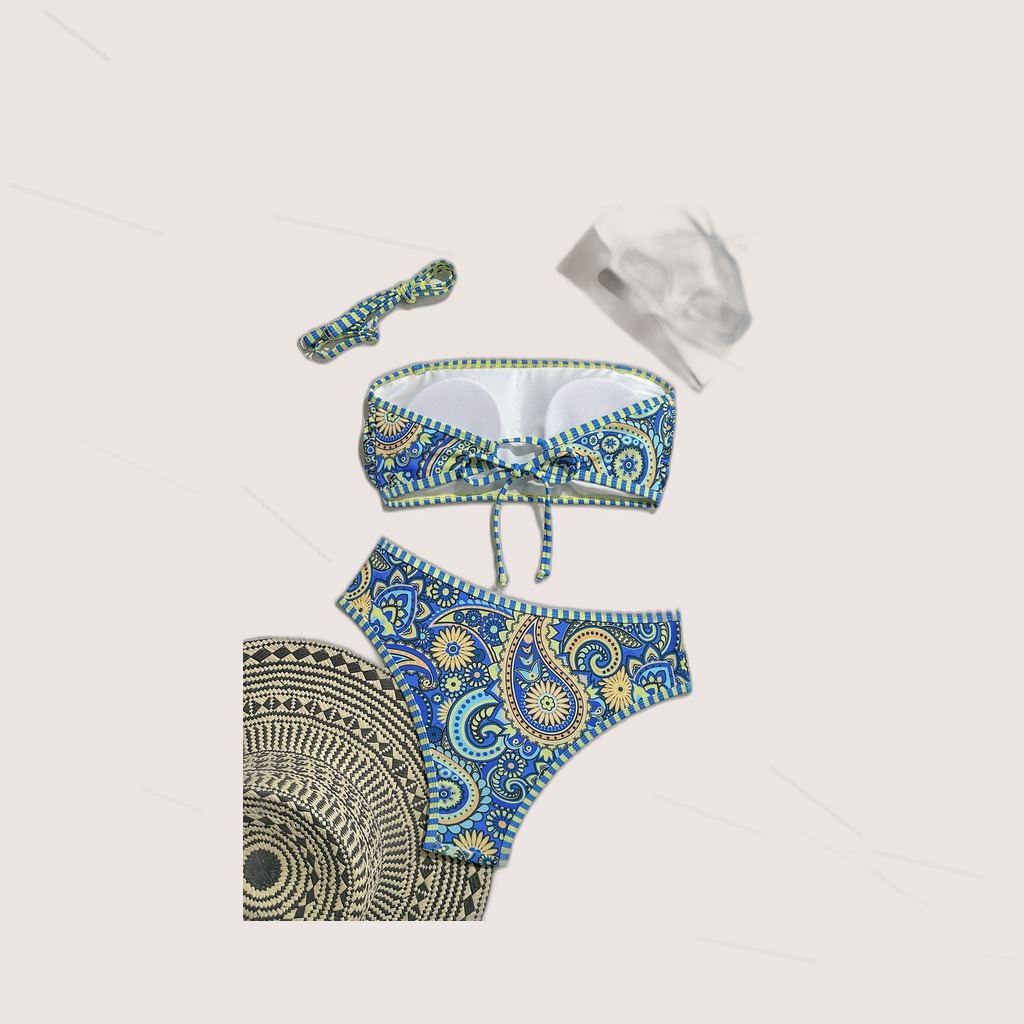 Paisley Bandeau Bikini Set