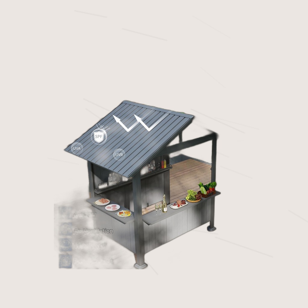 9.4X6.2 FT Hardtop Grill Gazebo, Gable Outdoor Grill Gazebo