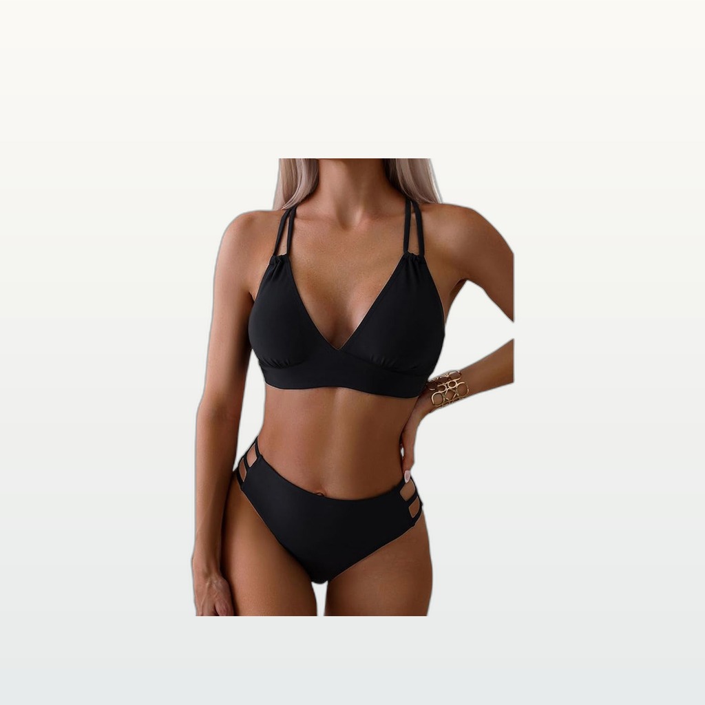 Black Cutout Bikini Set