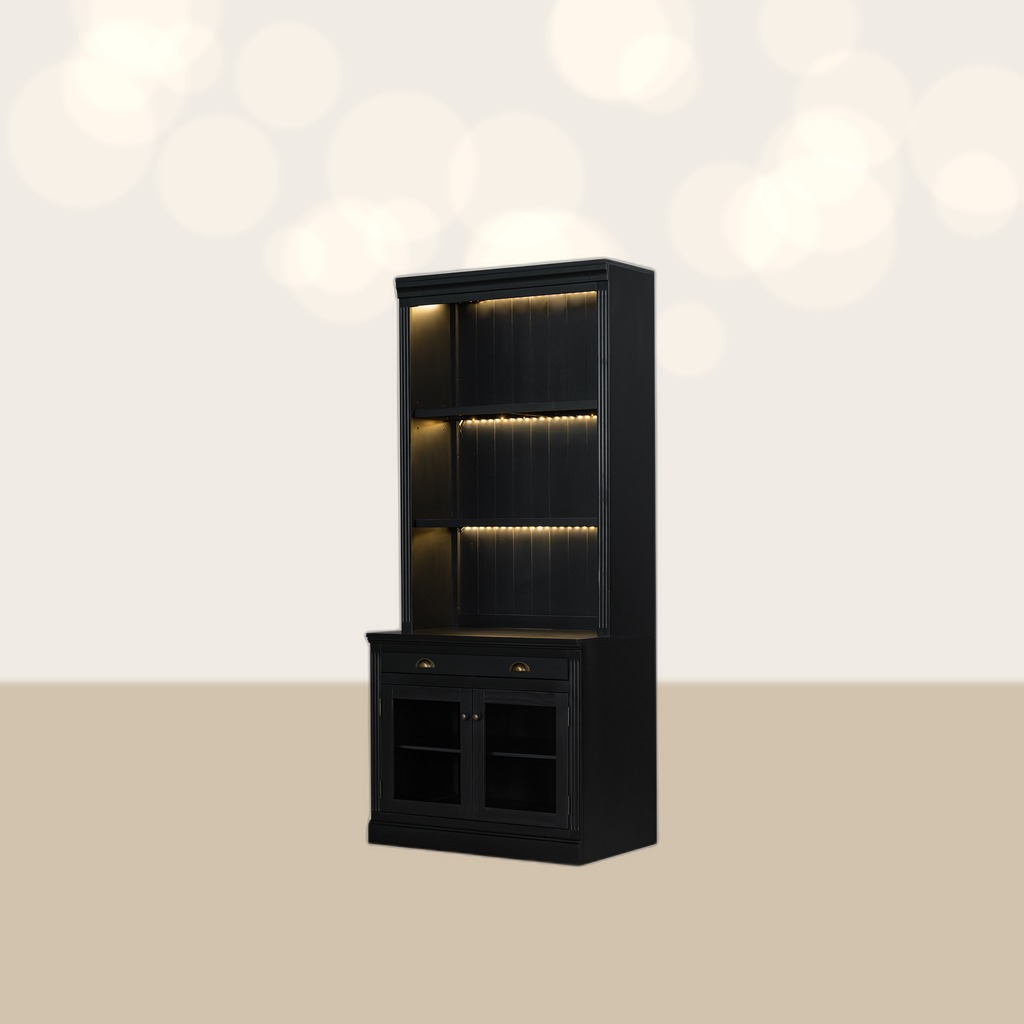 83.4Tall Bookshelf With 3 Pieces LED Lighting, Modern