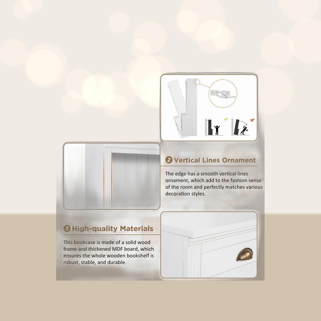 LED Bookshelf with Sliding Doors