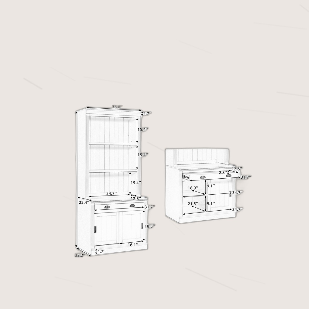 LED Bookshelf with Sliding Doors