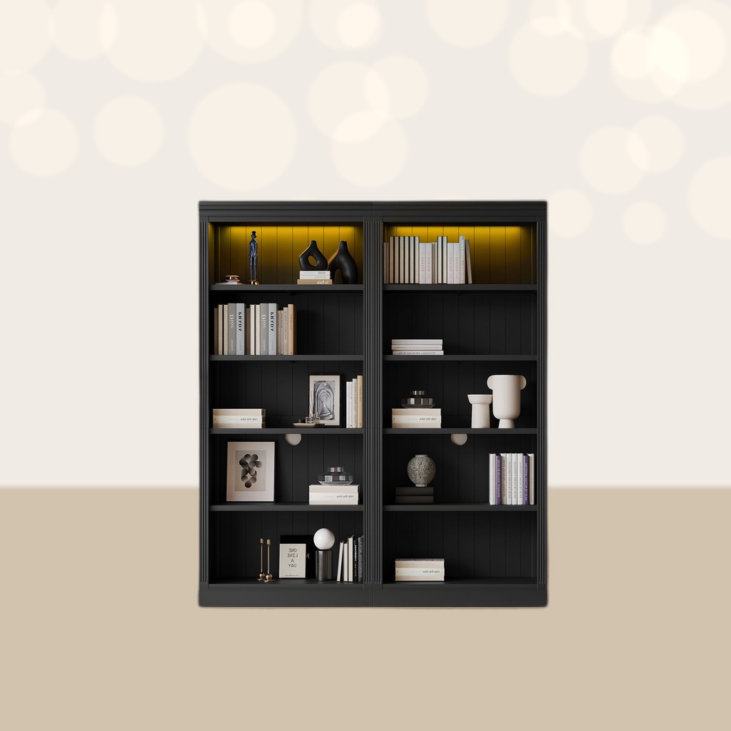 83 Tall Wood Bookcase Suite With Light Strip ,5-Tier Home