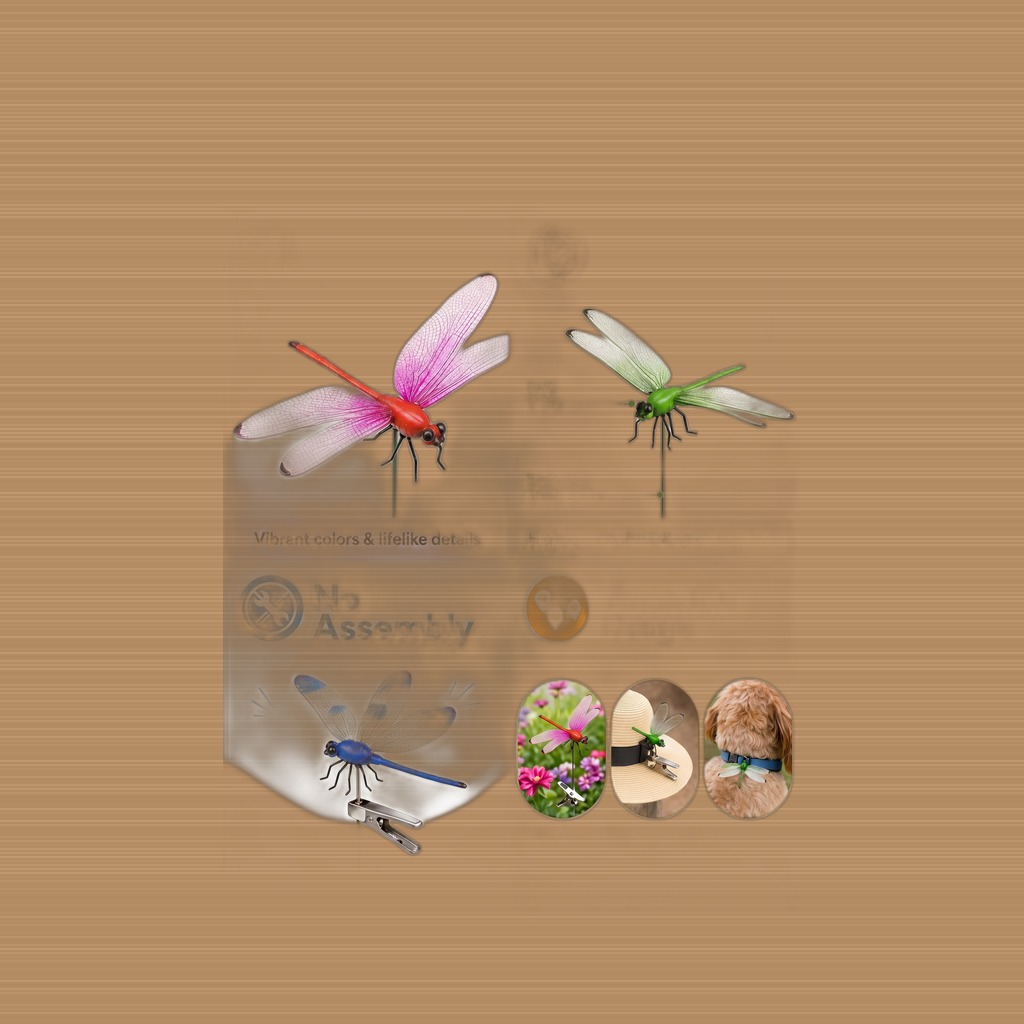 4 PCS Dragonfly Clips To Keep Bugs Away Realistic Dragonfly