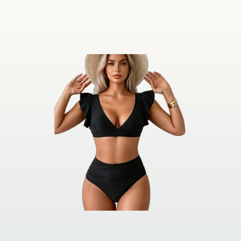 Ruffle-Sleeve Bikini Set