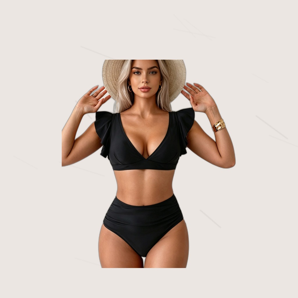 Ruffle-Sleeve Bikini Set