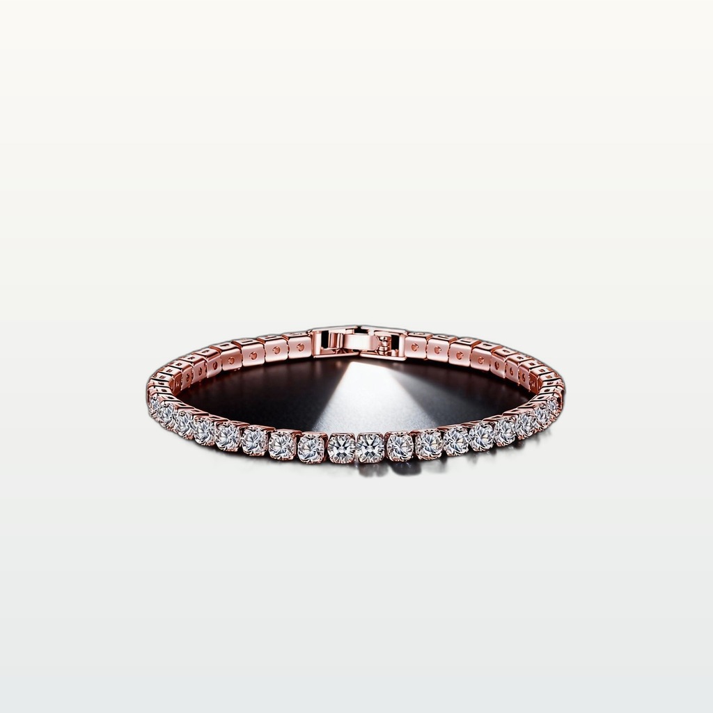Sparkling Tennis Chain Bracelet, 14K Gold Plated Cubic