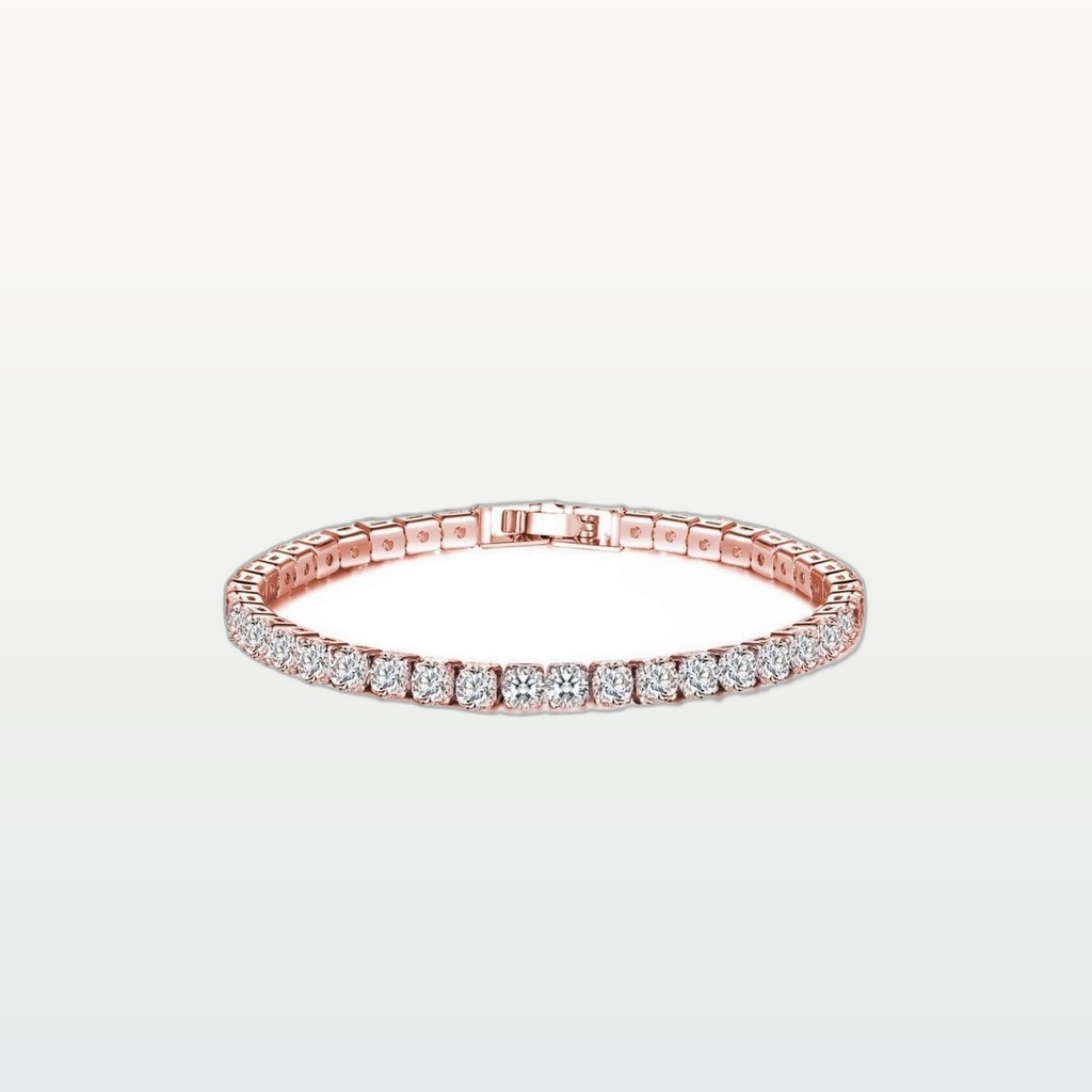 Sparkling Tennis Chain Bracelet, 14K Gold Plated Cubic