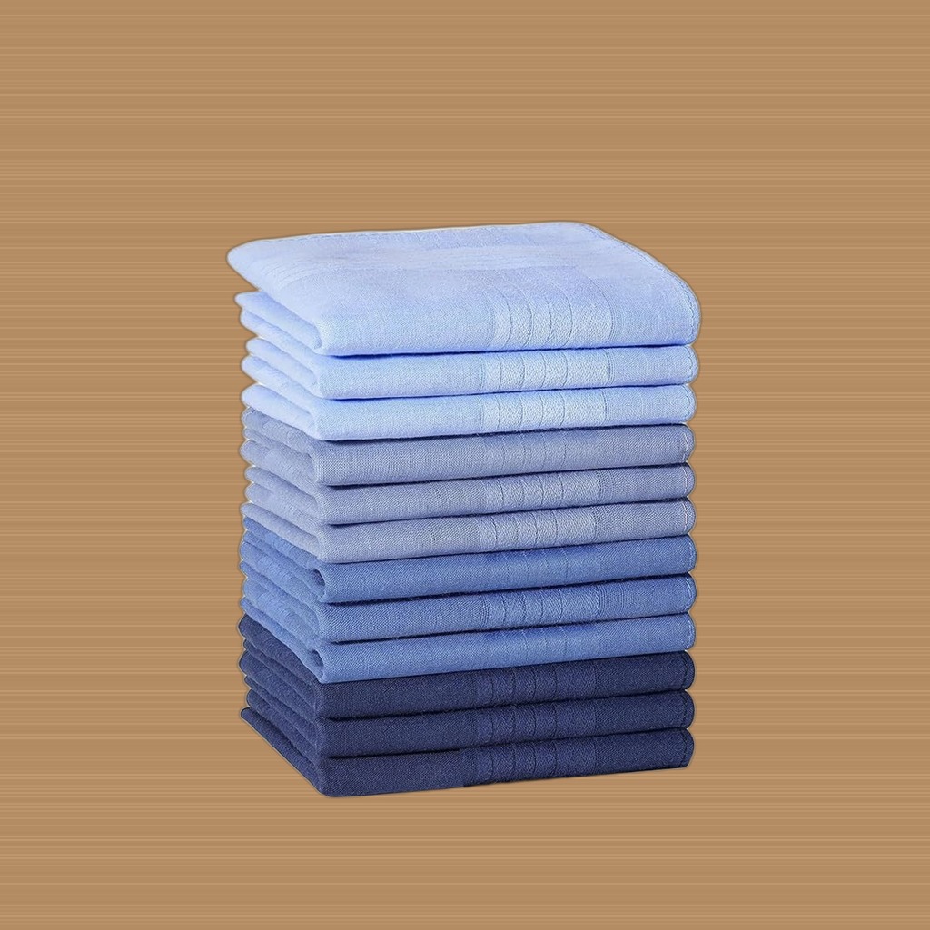 Men'S Cotton Gents Hankies Set, 12 Pack Large Handkerchiefs