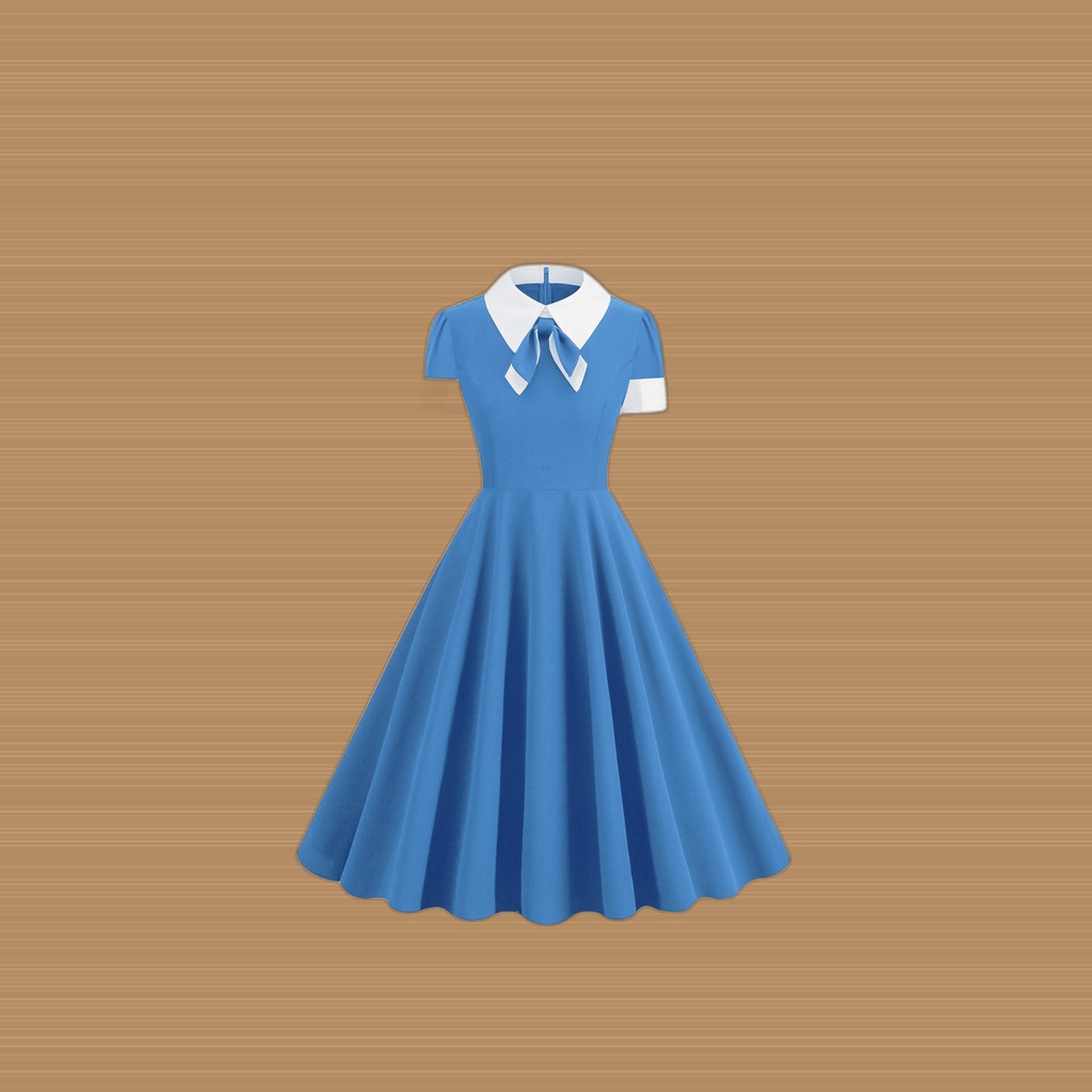 1950s Vintage Collared Bow Tie Swing Dress, Retro Cocktail