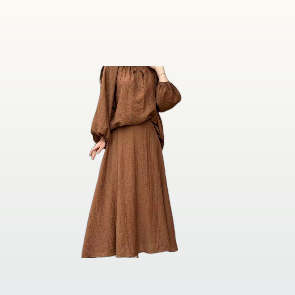 Womens Fashionable Loose-fitting Long-sleeve Skirt Set