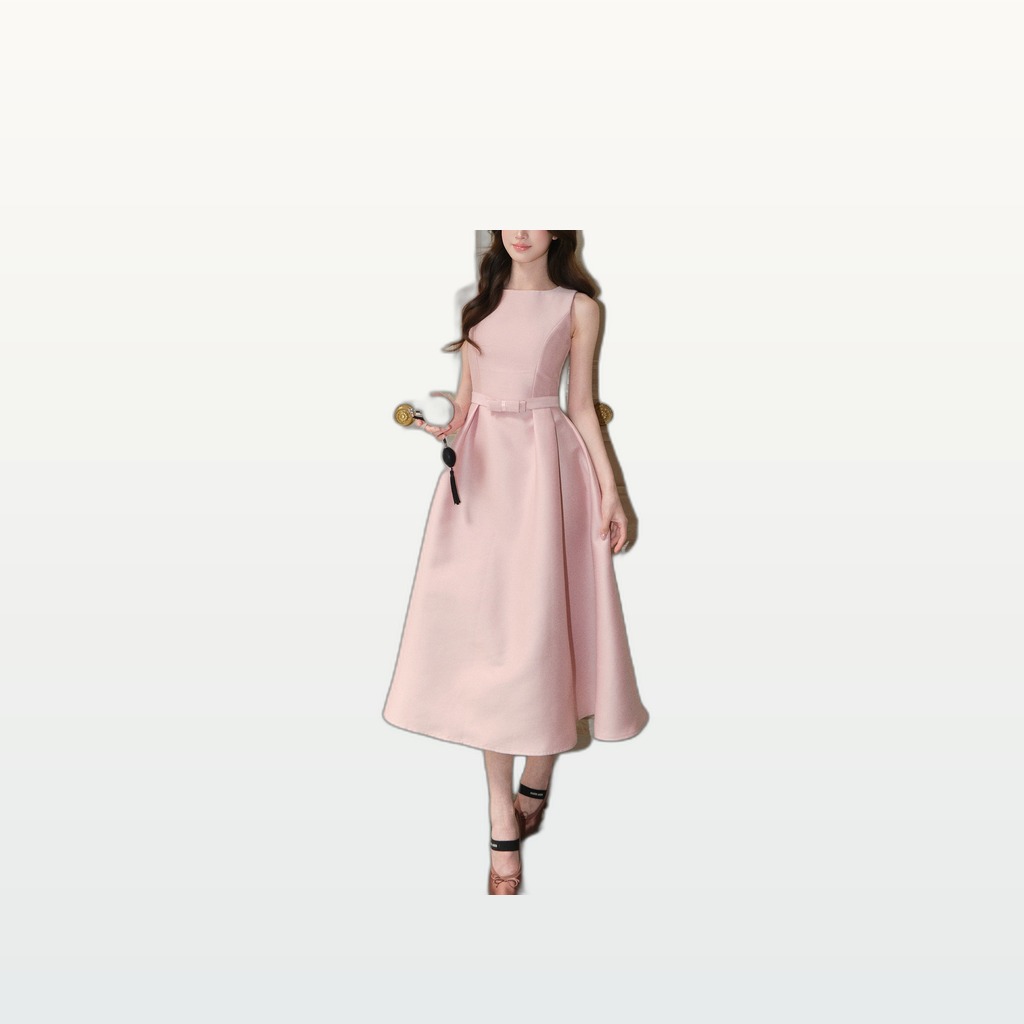 Womens Sleeveless Fitted-Waist Dress In French Style