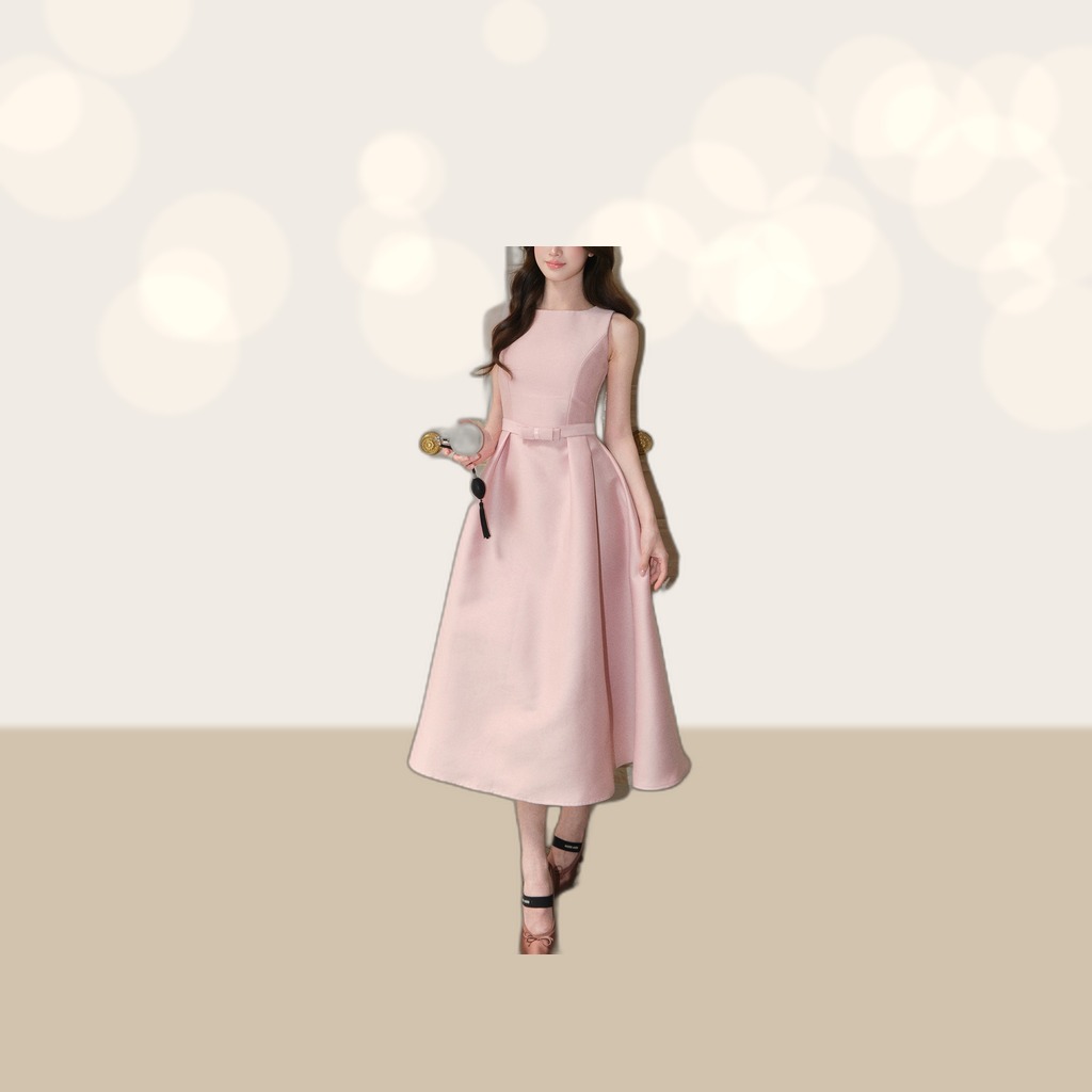 Womens Sleeveless Fitted-Waist Dress In French Style