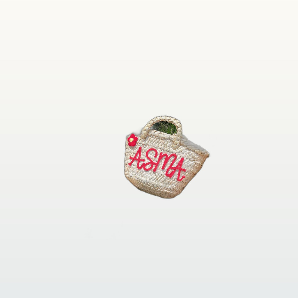 Portable Straw Bag Braided Diagonal Triangle In Grass