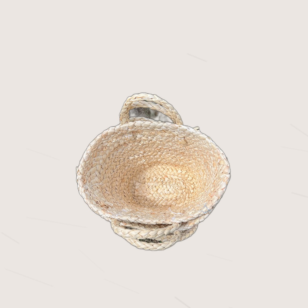 Portable Straw Bag Braided Diagonal Triangle In Grass