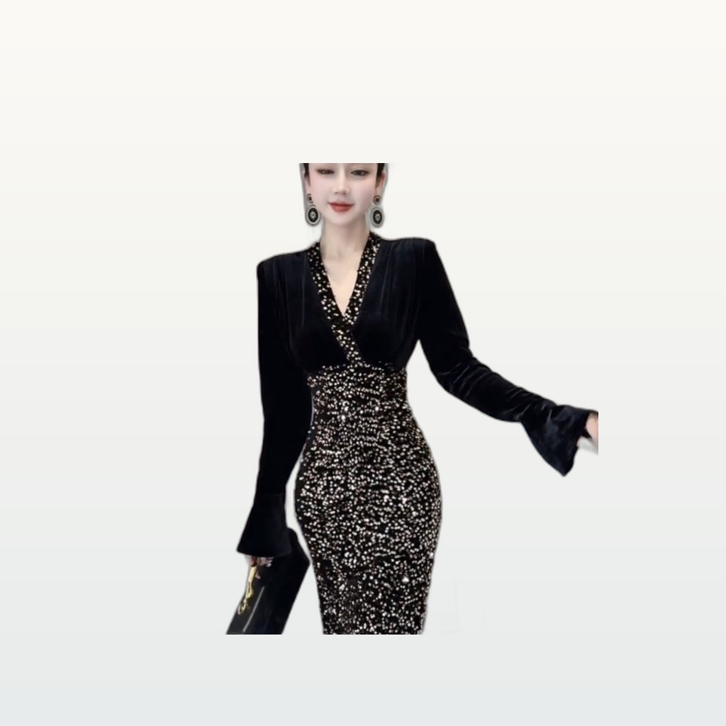 Sequined Slim-Fit Maxi Dress