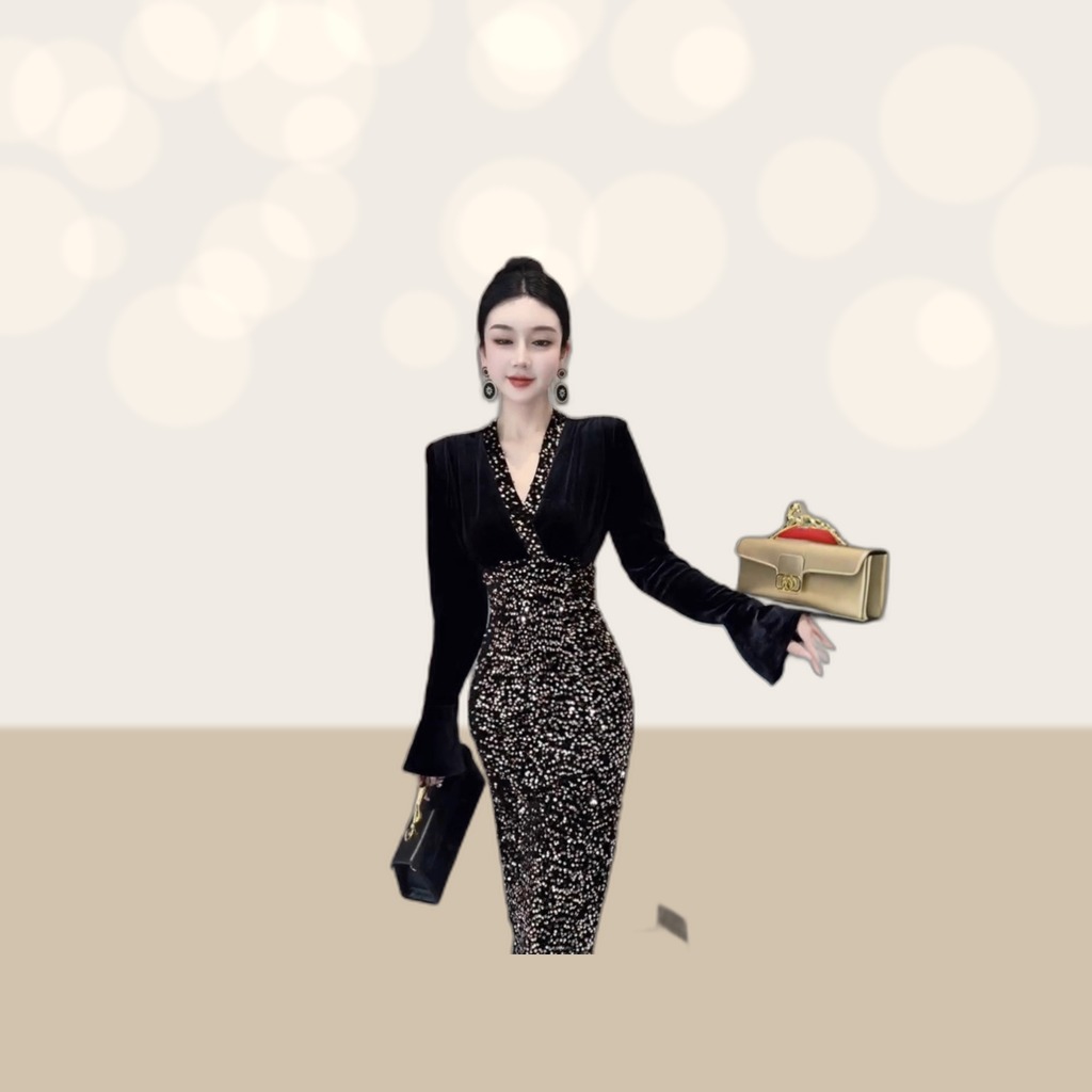 Sequined Slim-Fit Maxi Dress