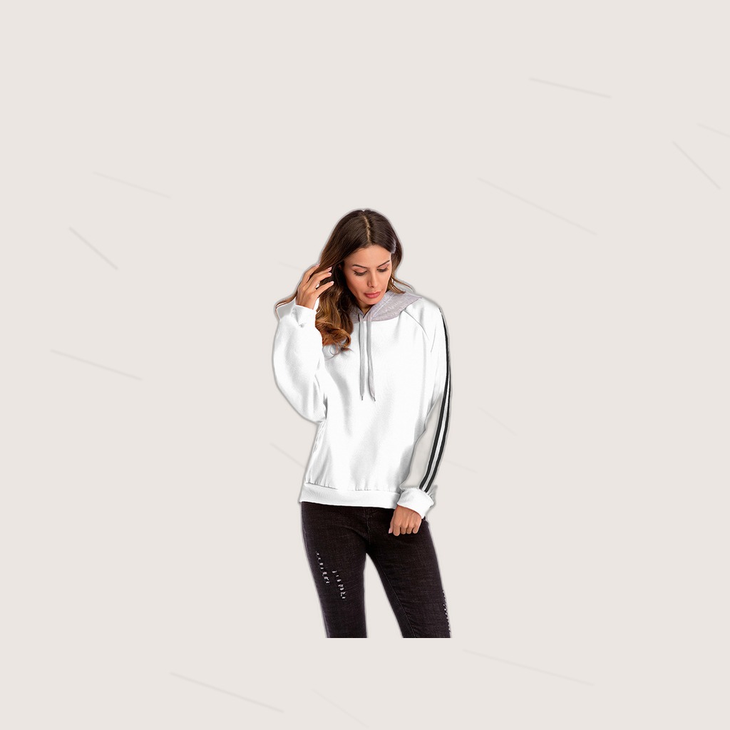 Solid-color Casual Hooded Sweatshirt Loose-fit Raglan-sleeve