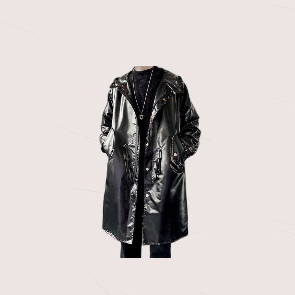Mens Long Trench Coat Youth Mid-length Style