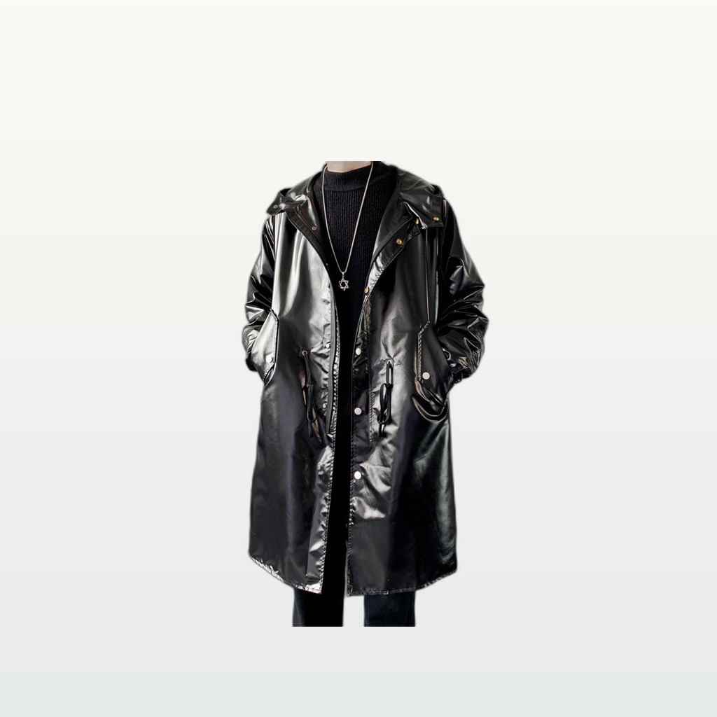 Mens Long Trench Coat Youth Mid-length Style