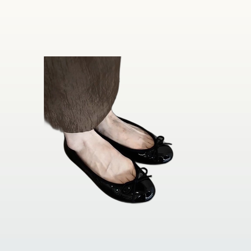 Leather Low-cut Bow Flat Loafers