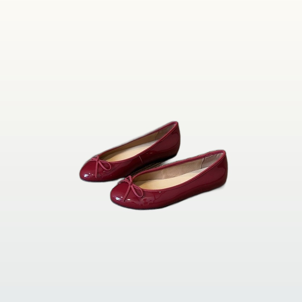 Leather Low-cut Bow Flat Loafers