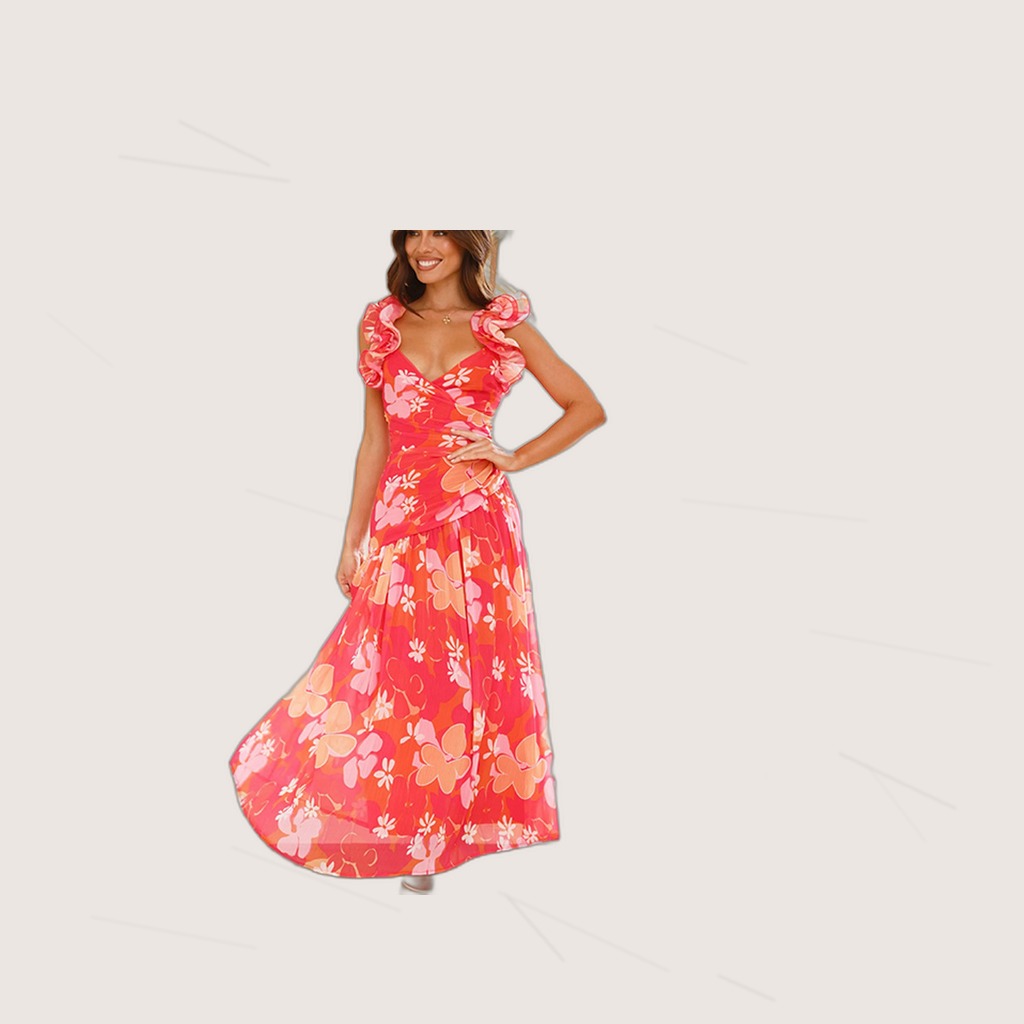 Split-pleated Backless Dress Figure-hugging Style