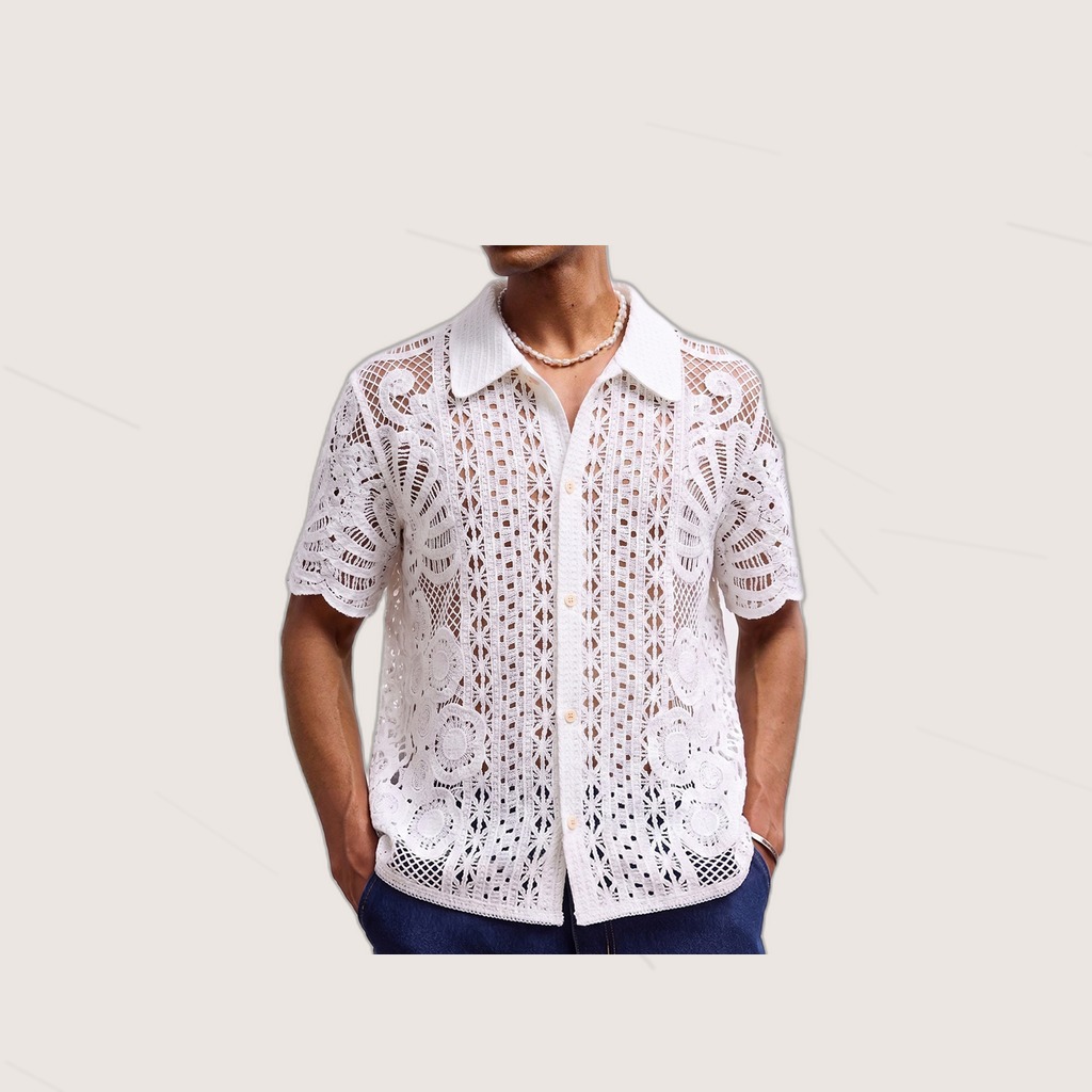Men's Crochet Knit Sweater