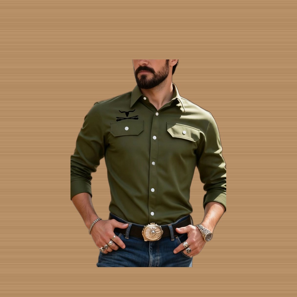 Mens Casual Long-sleeve Pocket Shirt