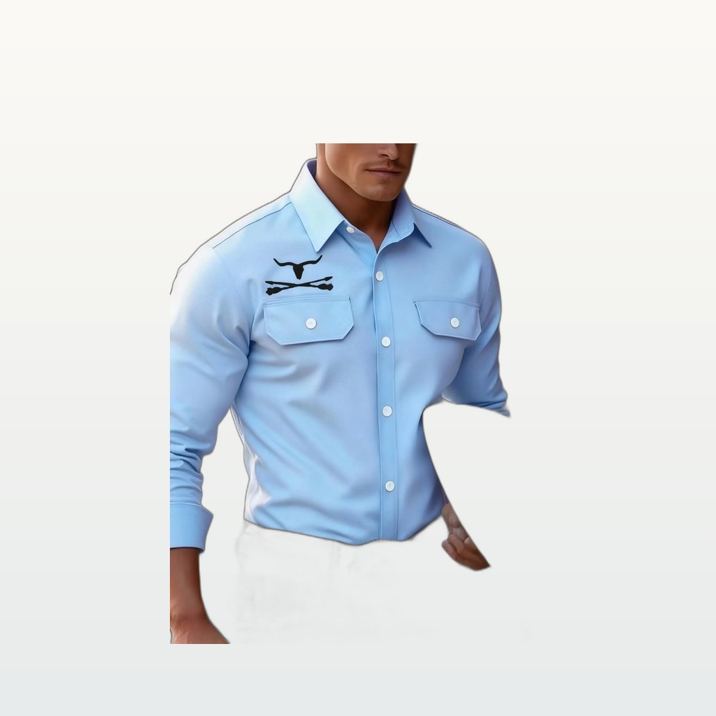 Mens Casual Long-sleeve Pocket Shirt