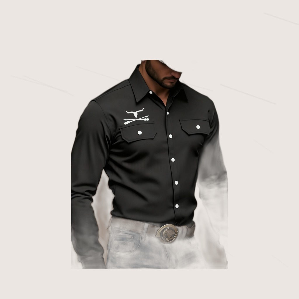 Mens Casual Long-sleeve Pocket Shirt