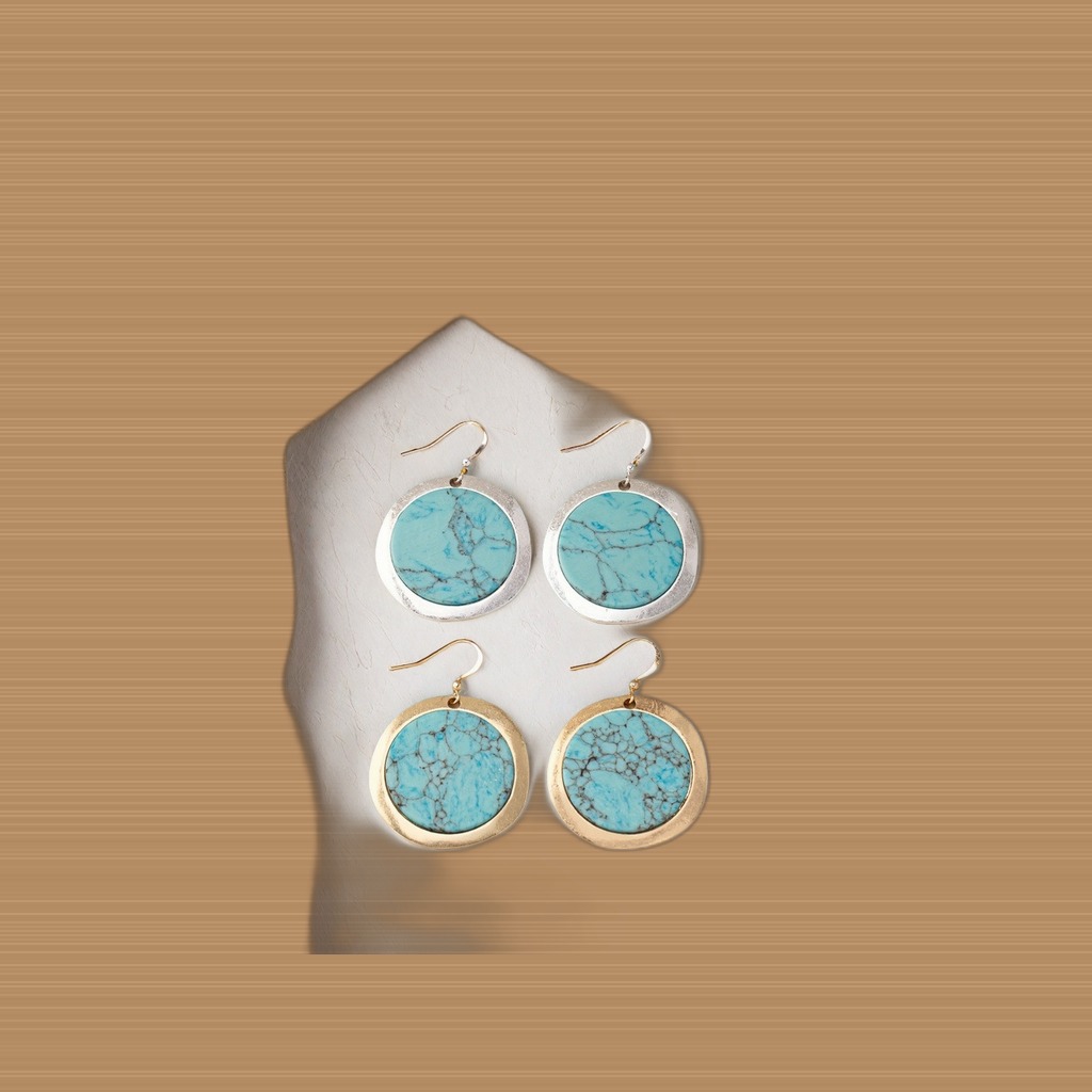 Cross-Border European And American Retro Round Turquoise