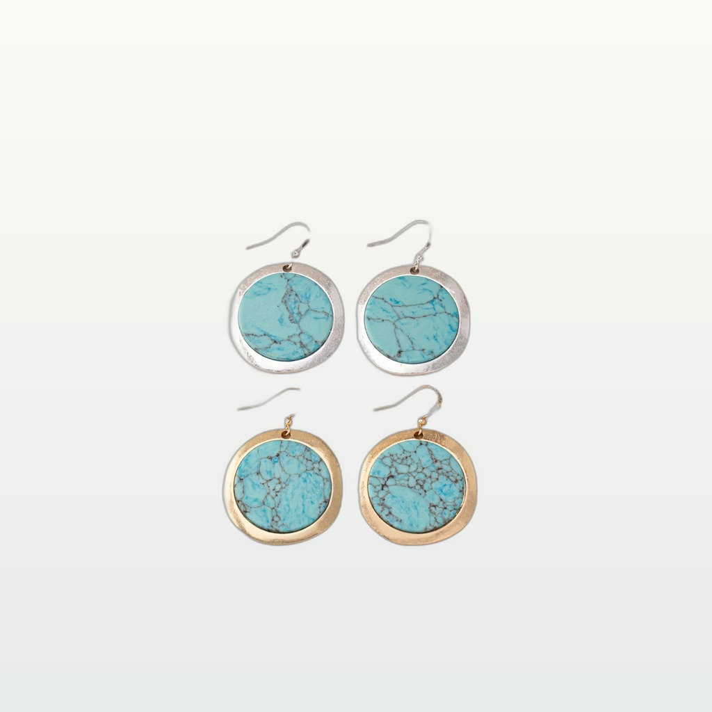 Cross-Border European And American Retro Round Turquoise