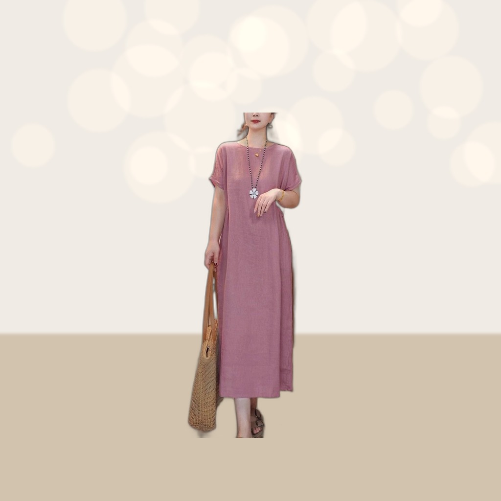 Cotton-linen Dress Solid-color Artistic And Casual