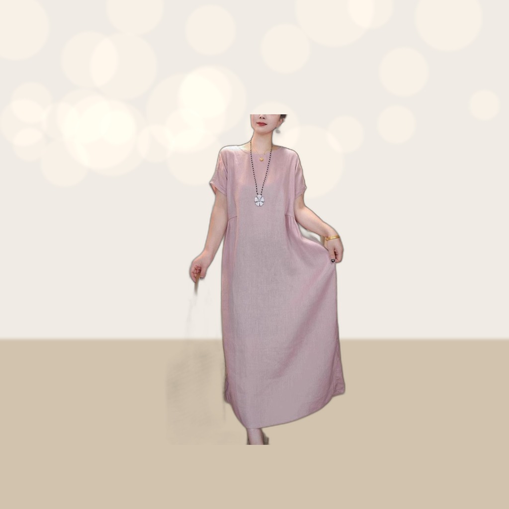 Cotton-linen Dress Solid-color Artistic And Casual