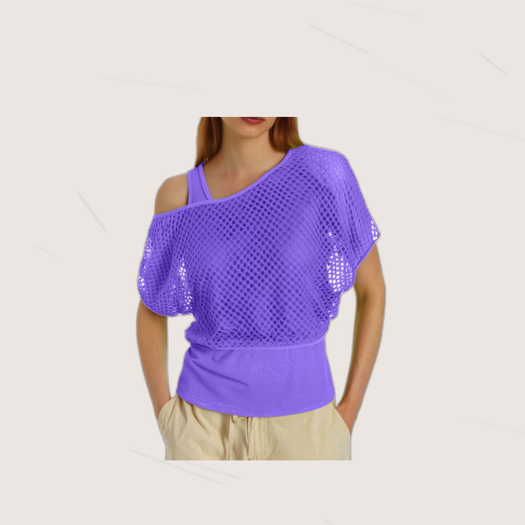 Mesh T-shirt And Womens Tank Top Casual Set
