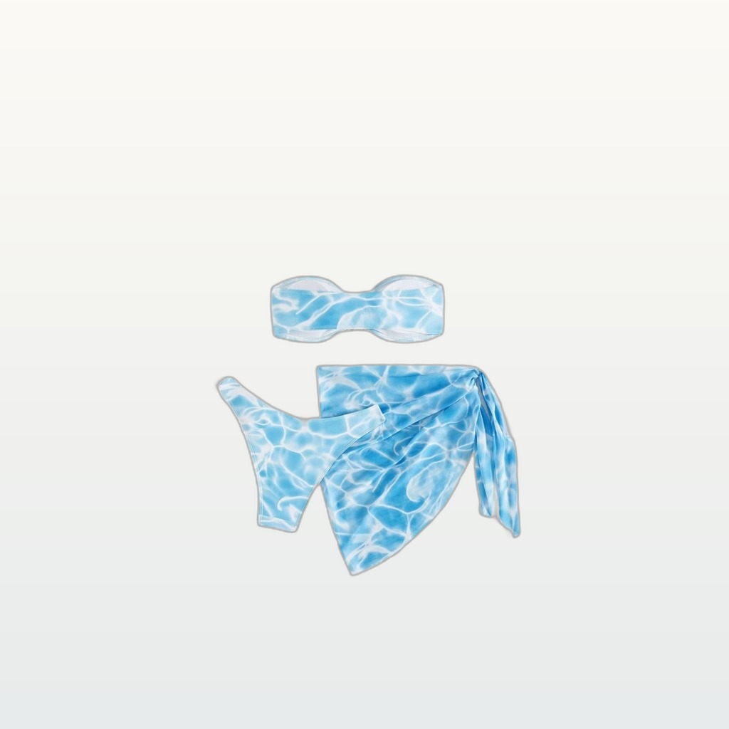 Bikini Three-piece Sexy Swimsuit Printed Tube-top Swimsuit