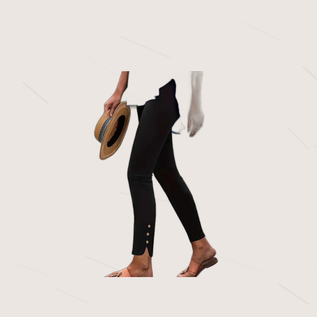 Coconut-Button Casual Trousers