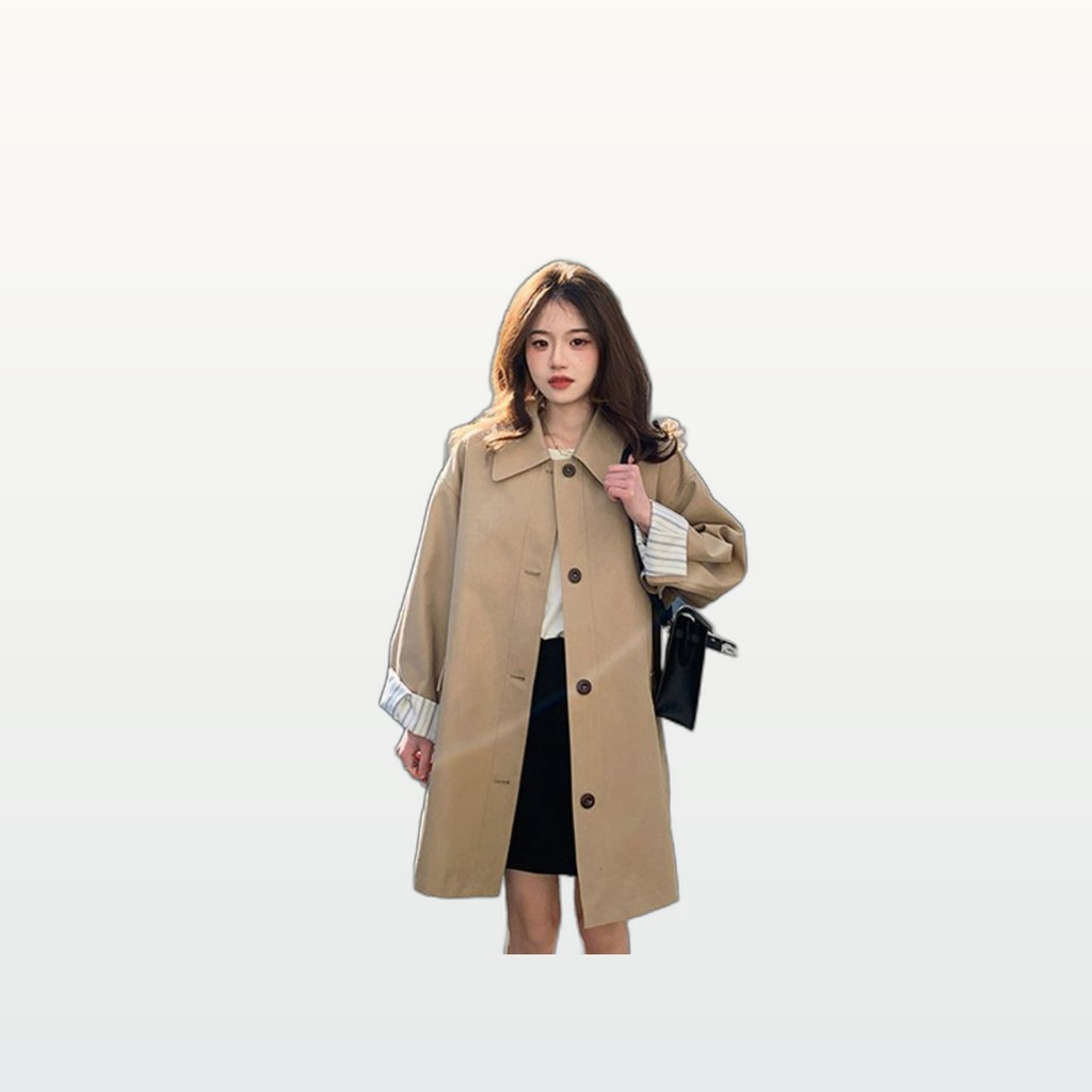 Draped Khaki Trench Coat