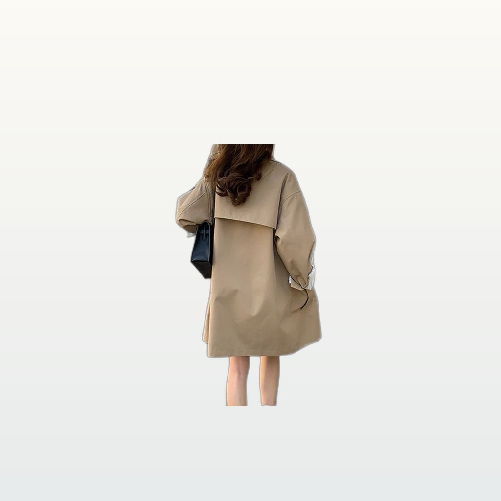 Draped Khaki Trench Coat