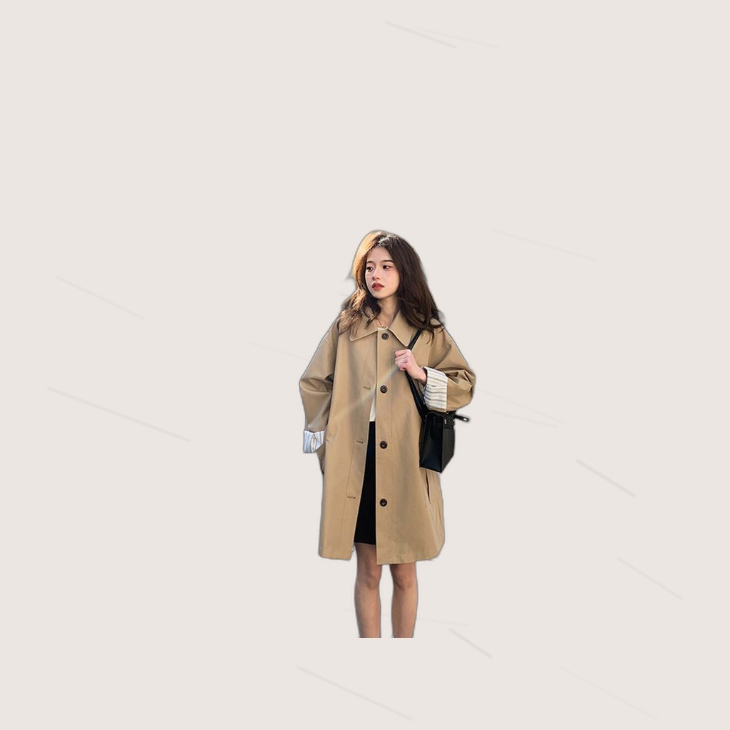 Draped Khaki Trench Coat