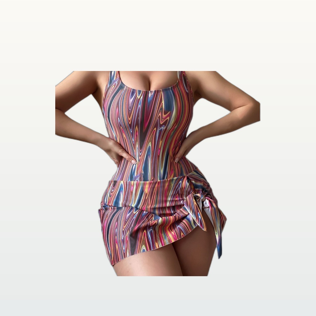 Solid-color Halter-style One-piece Swimsuit