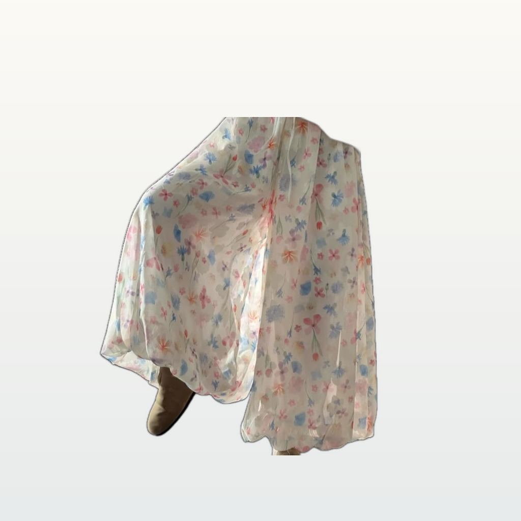 Short-statured Ice-silk Casual Loose-fit Floral Wide-leg Pants