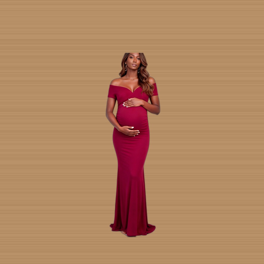 Womens Wine-red Off-shoulder Comfortable Evening Gown