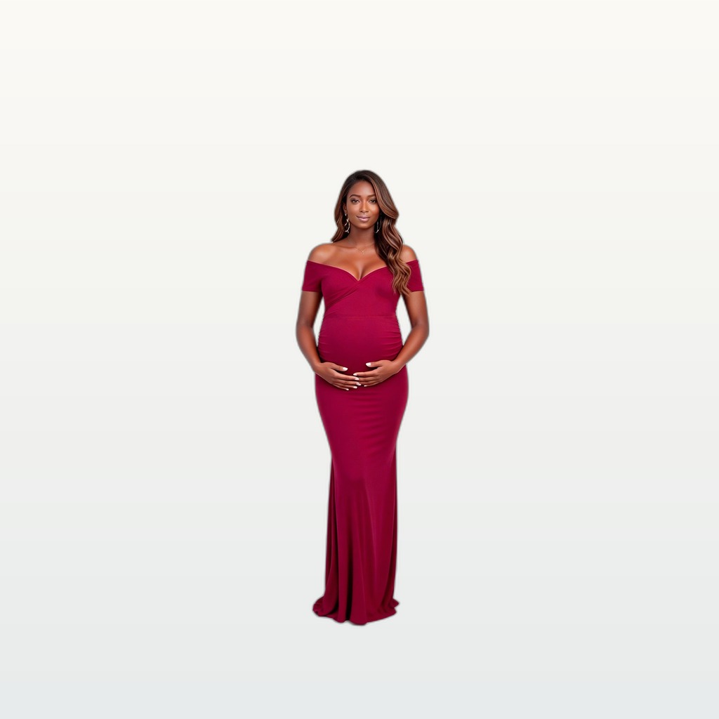 Womens Wine-red Off-shoulder Comfortable Evening Gown